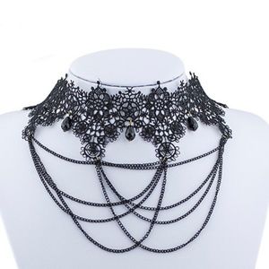 Victorian Black Lace and Chains Gothic Choker